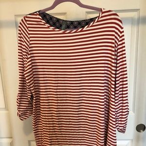 Red Stripe Mix Material Top